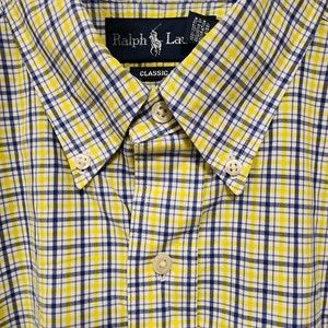 Polo Ralph Lauren Shirt Men Large Multicolor Plaid Classic Fit Button Down Vtg